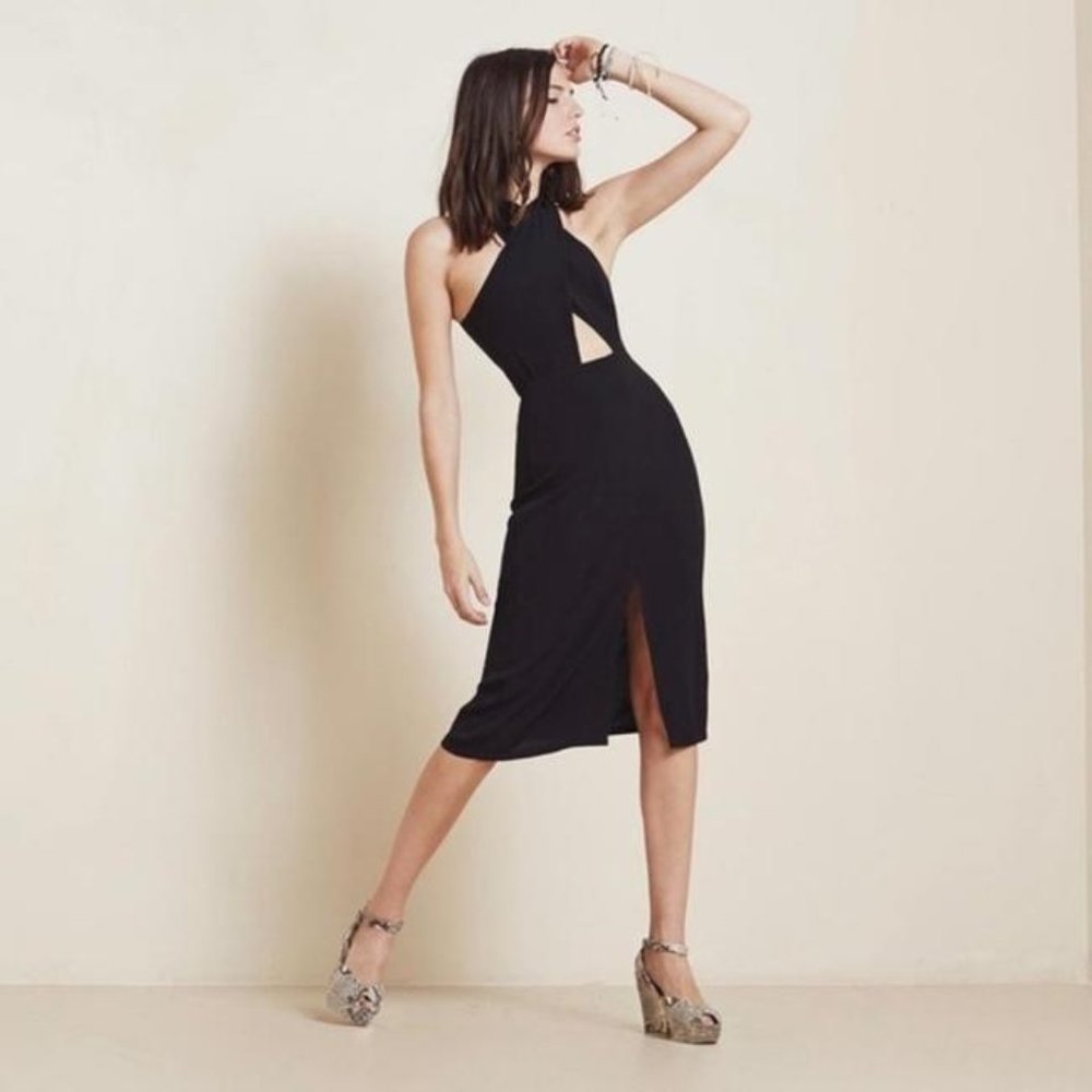Reformation Black Bluejay Cocktail Dress